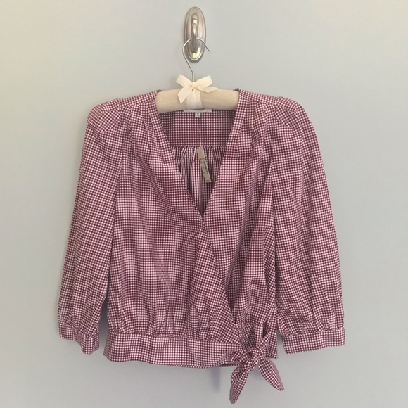 🌟Host pick🌟Madewell Gingham Wrap Top🌸 - Picture 2 of 8